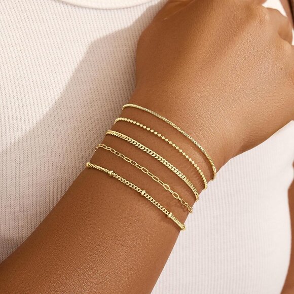 Gold-Style 09 Dainty Stack Beaded Rope Bracelets Jewelry Gifts for Women - Picture 3 of 6